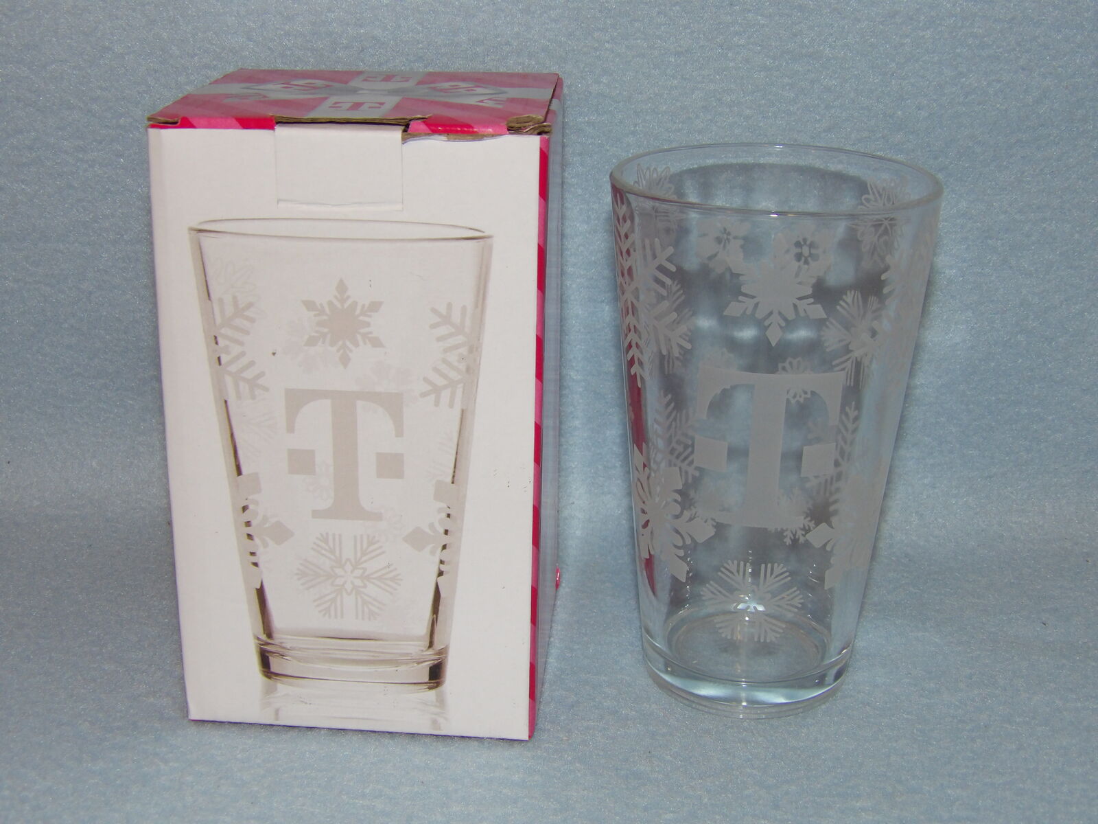 New - Monogram "T" T-Mobil Snowflake Christmas Holiday Glass