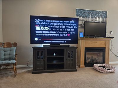 75in & 42in tv & soundbar & entertainment center