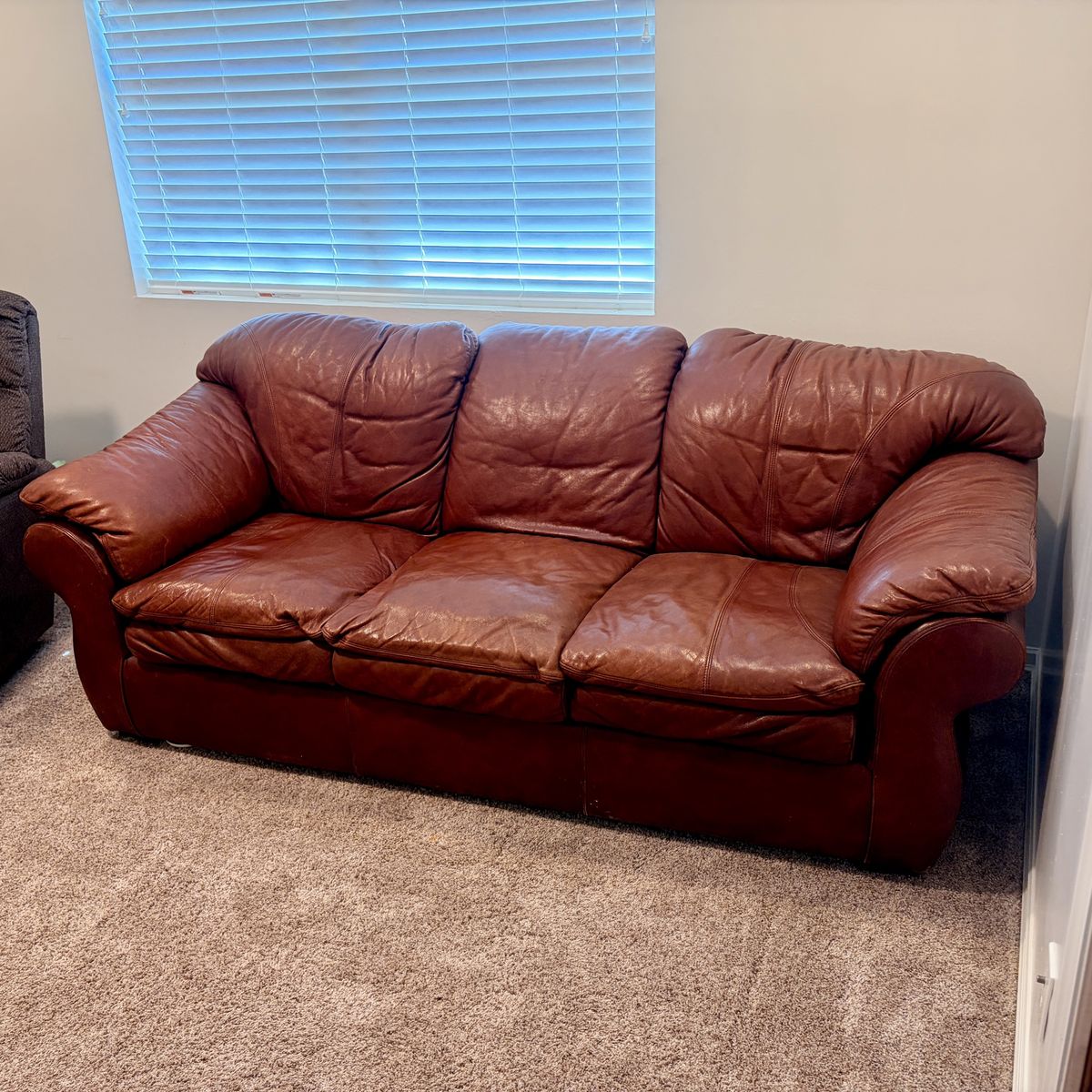 Large Brown Leather Sofa