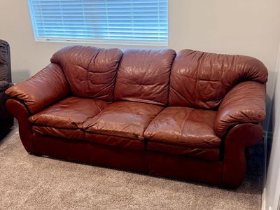 Large Brown Leather Sofa