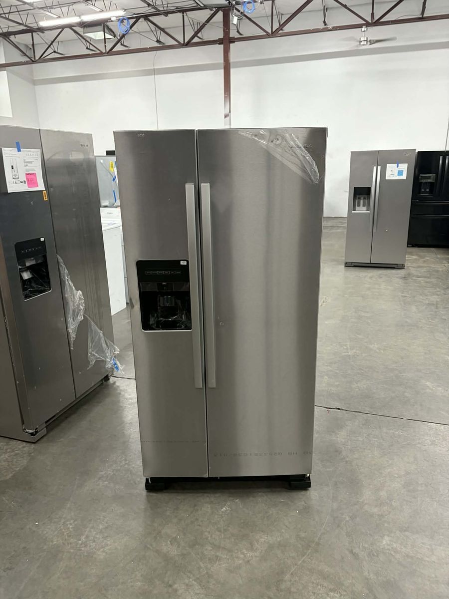 NEW AMANA 33 INCH STAINLESS SIDE BY SIDE