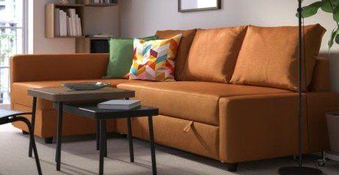 IKEA Orange Sleeper Sectional Sofa with Storage