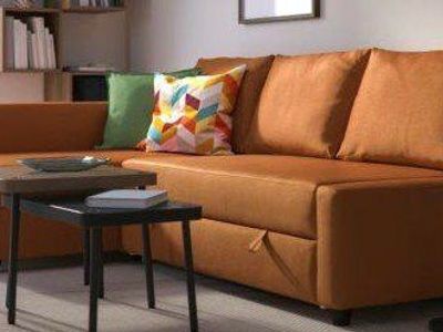 IKEA Orange Sleeper Sectional Sofa with Storage