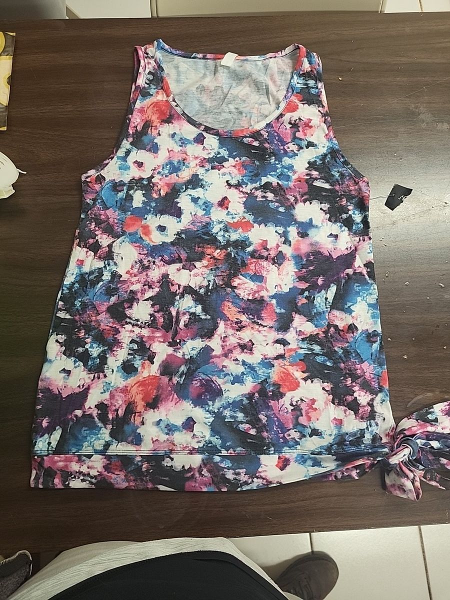 NiNexus Multi-Color Tie-Front Tank Top - S/P/CH - NWT, Made in Jordan