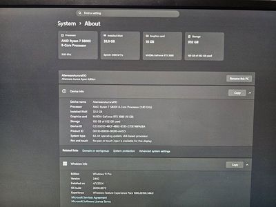 Alienware Aurora R10 Gaming Desktop AMD Ryzen 7 5800X 32GB RAM RTX 3080 1TB SSD