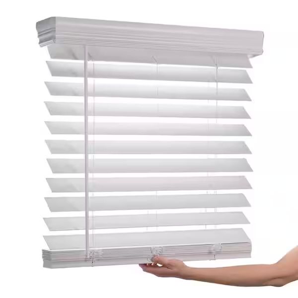 New White Cordless Faux Wood Blind 2.5in 48x48