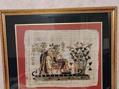 Egyptian Papyrus framed in glass art picture