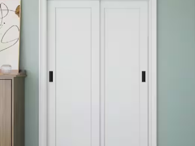 48 in. x 80 in. 1-Panel White Primed Finished MDF Sliding Door