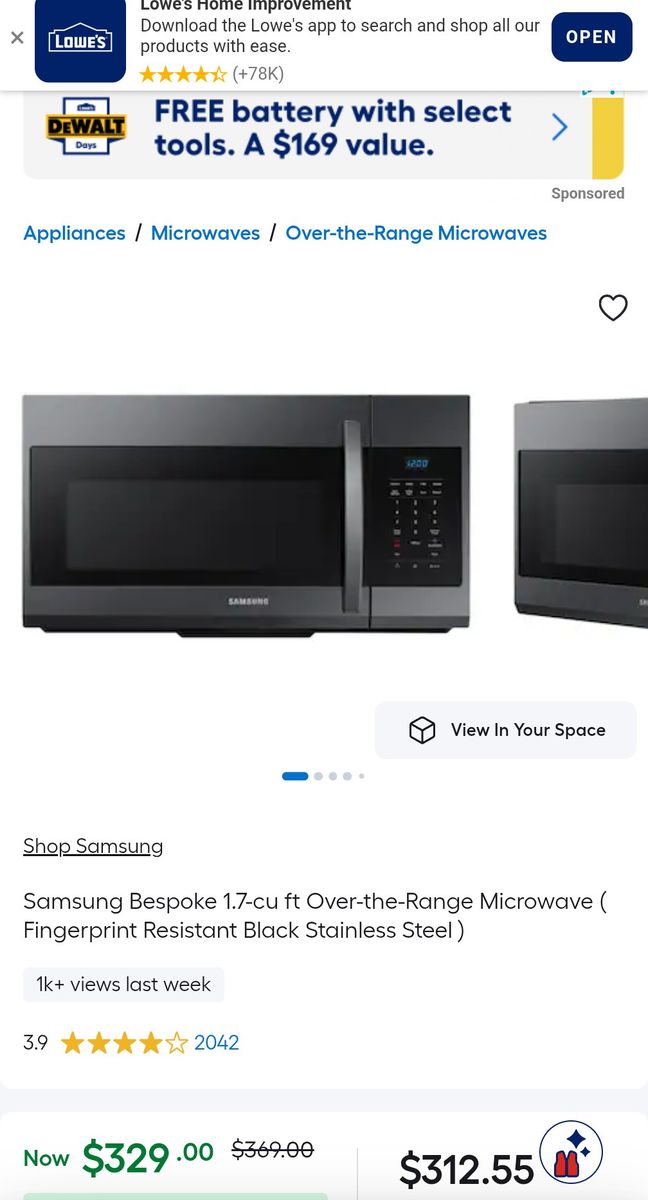 Brand new/unopened Over the range Samsung Microwave