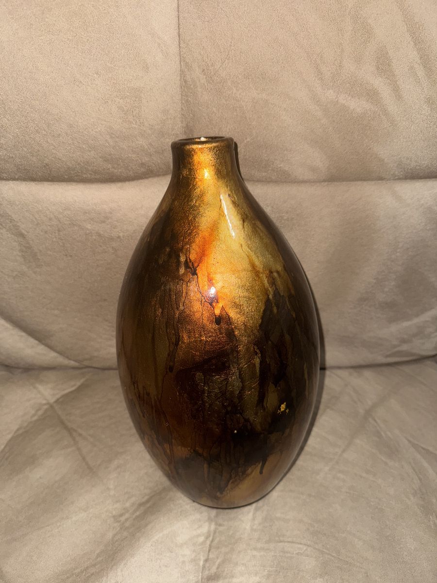 Metallic Handmade Ceramic Pottery Vase 13 Tall