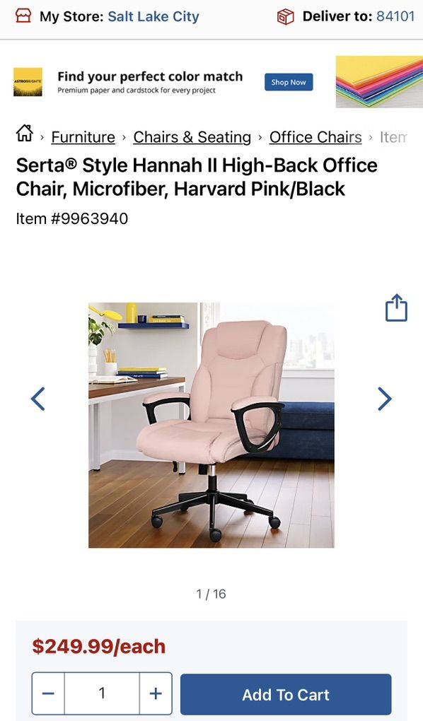 Pink Office Chair Like New