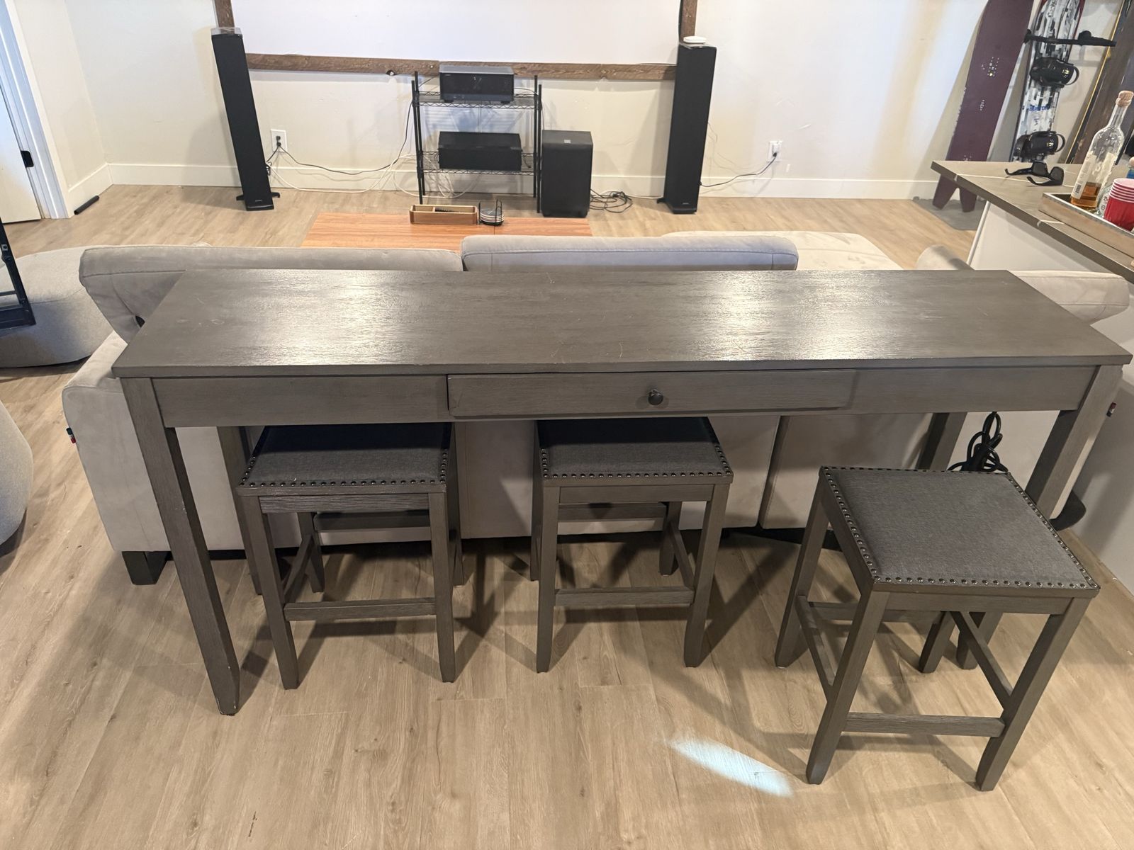 Table Console Bar Height Three Stools