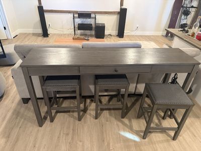 Table Console Bar Height Three Stools