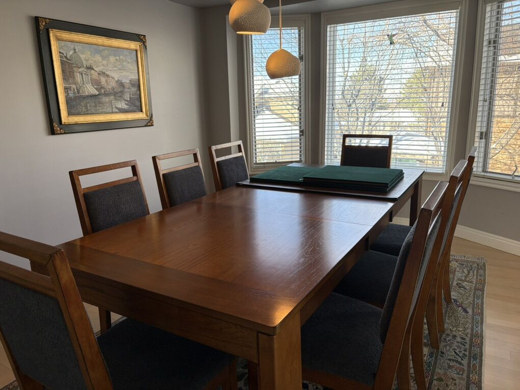 Dining Table, Chairs, Credenza Set