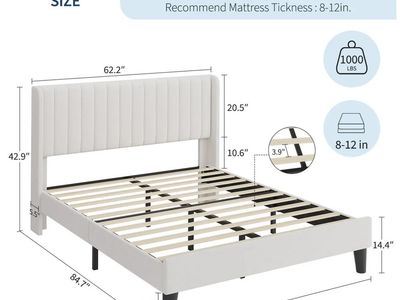 NEW white queen size bed frame with headboard