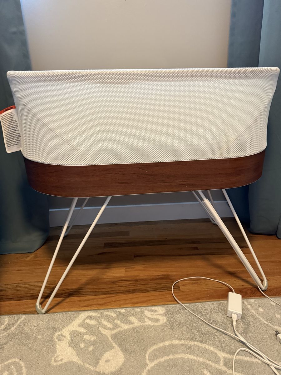 SNOO Smart Sleeper Baby Bassinet by Happiest Baby - White Mesh & Wood Grains
