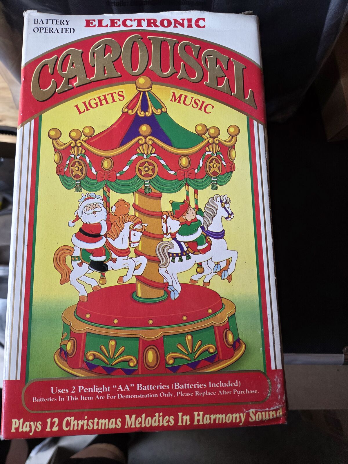 Christmas Electronic Carousel Lights & Music Plays 12 Melodies In Harmony Sound