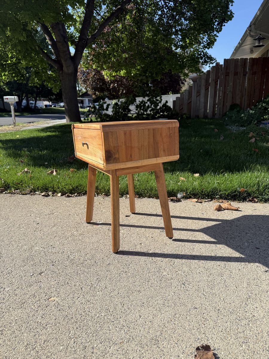 ENKEZI Small Mid Century Acacia Night Stand