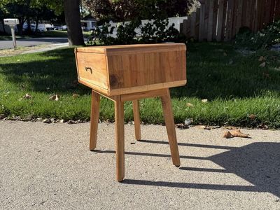 ENKEZI Small Mid Century Acacia Night Stand