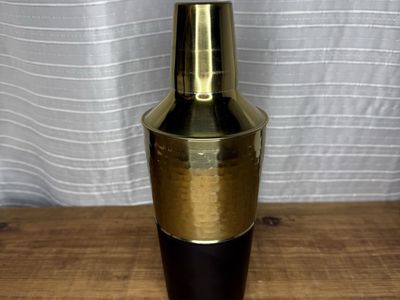 Gold & Black Hammered Cocktail Shaker Set w/ Jigger - Never Used No Box