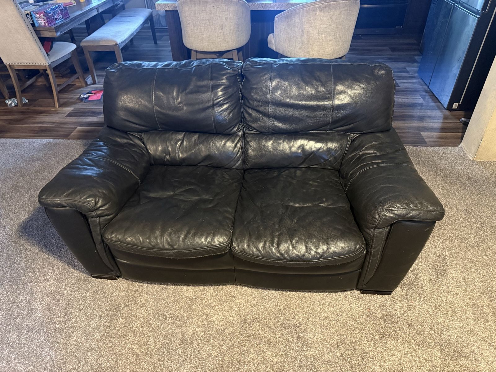 Black Leather Loveseat Sofa