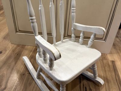 Vintage White Wooden Child's Rocking Chair - Nursery Decor & Playroom Seating