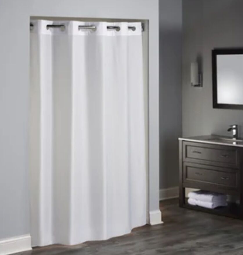 HOOKLESS SHOWER CURTAINS ALL WHITE ENGLEWOOD WHITE 71"X 74"