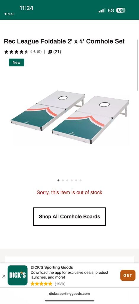 Rec League Foldable 2' x 4' Cornhole Set (NIB)