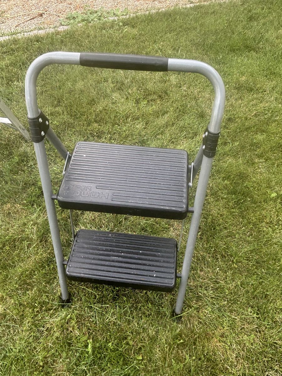 Hyper Tough Gray and Black 2-Step Steel Foldable Step Stool