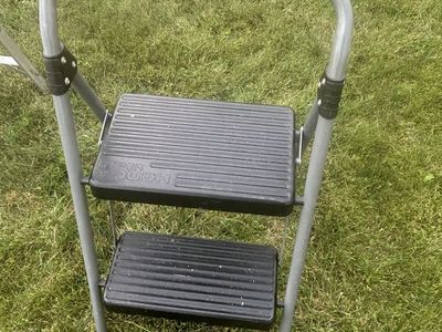 Hyper Tough Gray and Black 2-Step Steel Foldable Step Stool