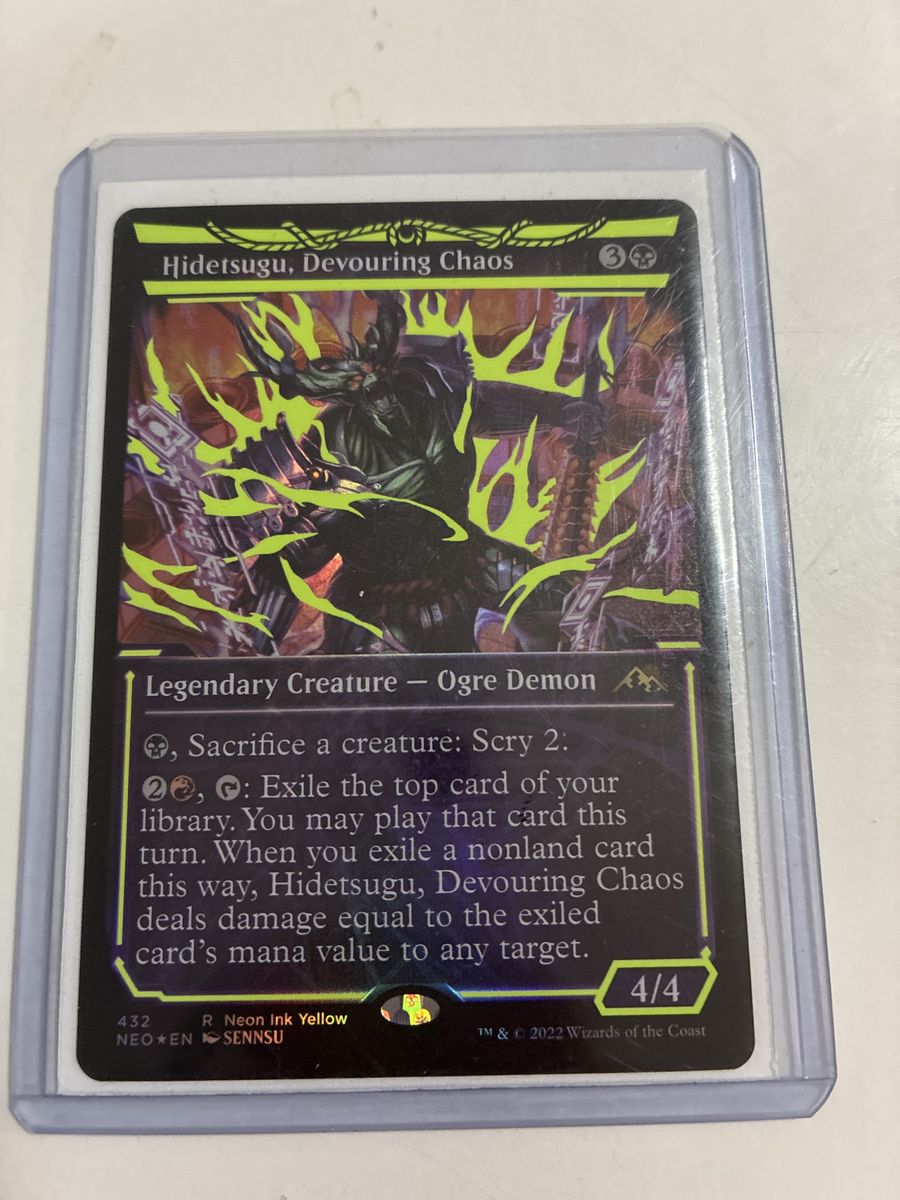MTG Hidetsugu, Devouring Chaos - Neon Ink Yellow (FOIL) - Kamigawa: Neon Dynasty - Near Mint