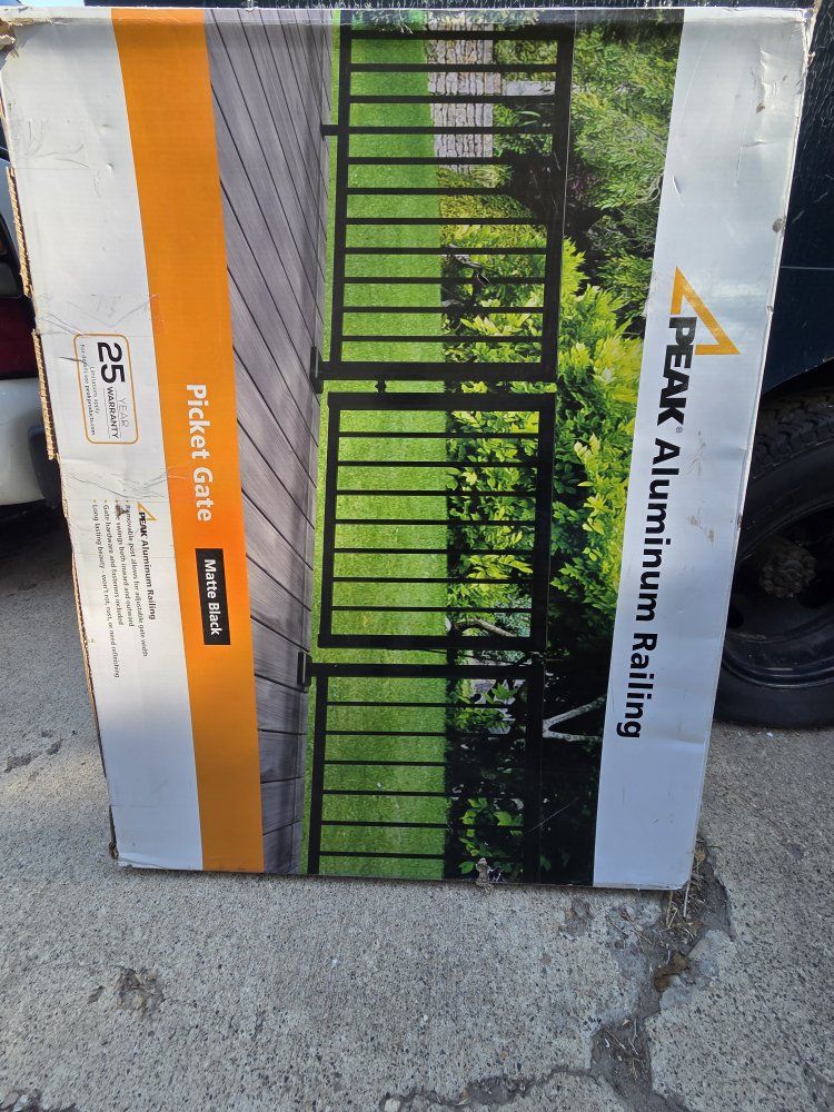 PEAK Aluminum Deck Railing Picket Gate - Matte Black, 40"W×34"H