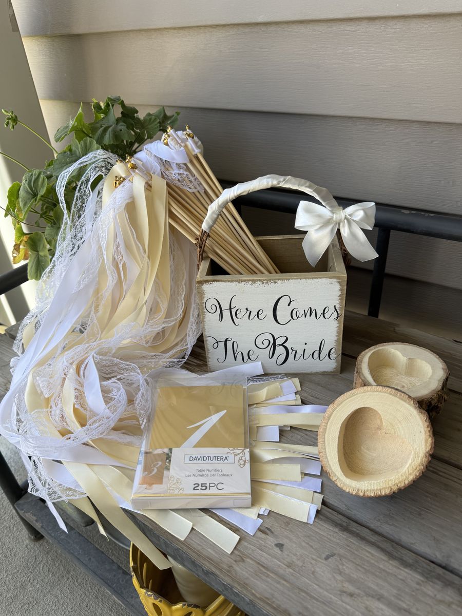 Wood wedding ring holder & accessories