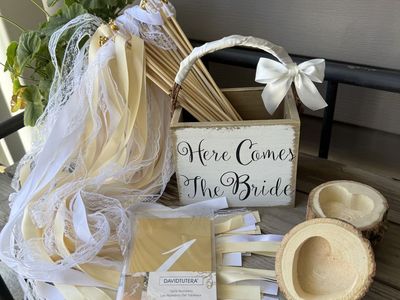 Wood wedding ring holder & accessories