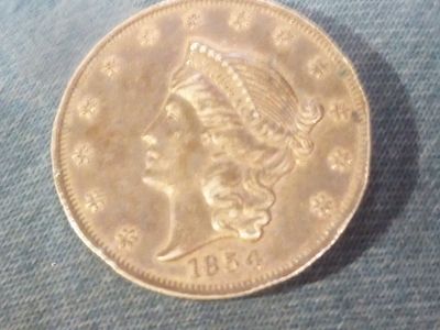 1854 gold twenty dollar California gold coin 1854