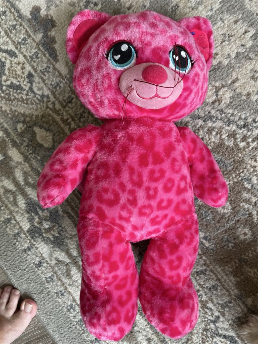 Build A Bear Pink Leopard Cheetah Cat Soft Plush Stuffed Animal 17"