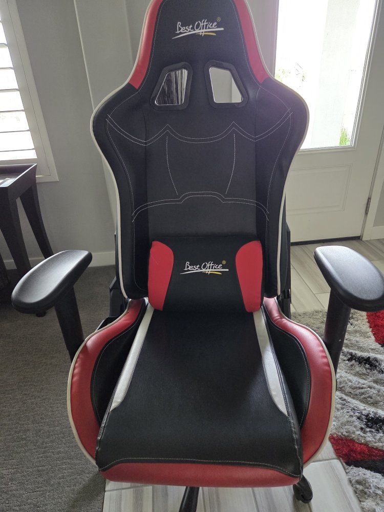 Gaming Chair - Red/Black Faux Leather, Reclining, High Back Swivel