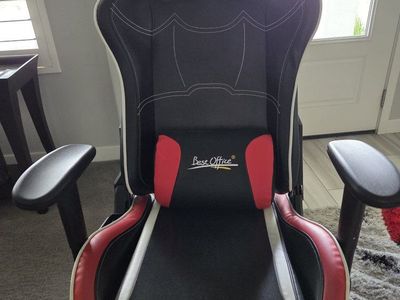 Gaming Chair - Red/Black Faux Leather, Reclining, High Back Swivel