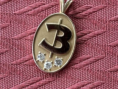 Vintage 14K Yellow Gold Pendant 8.1 g - 3 Diamonds .18 CT Total – Large B Design