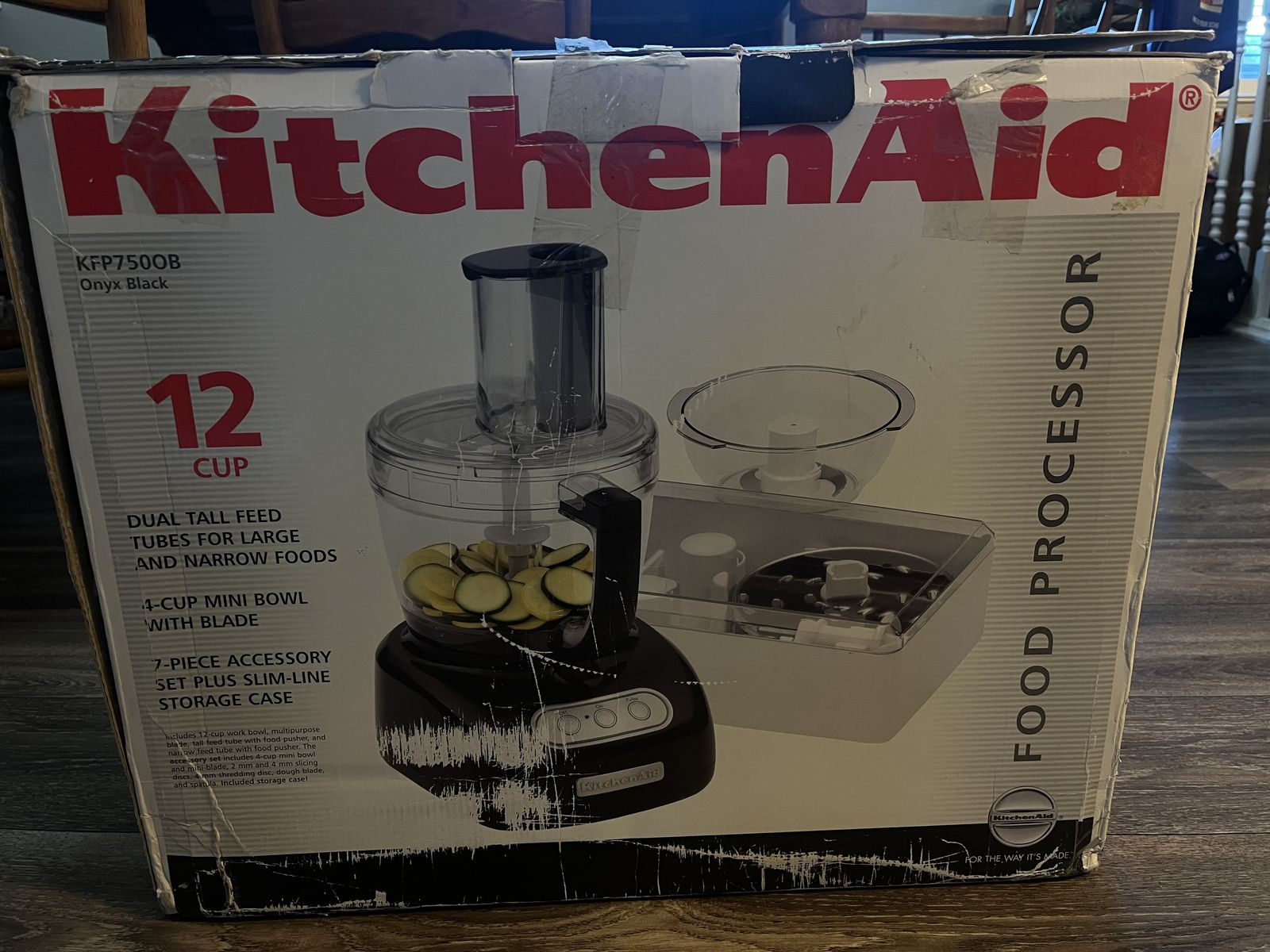 KitchenAid 12-cup Food Processor - Black - With All Accessories, Manual and Box