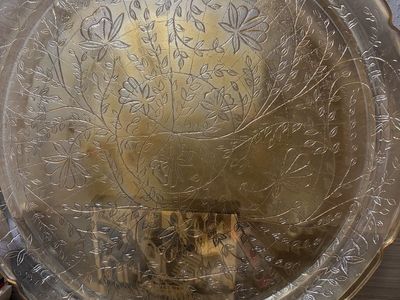 gold depression glass platter
