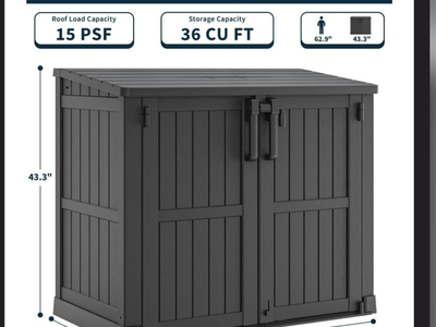 Brand New, 51.1''W Outdoor Resin Horizontal Storage Shed-280 Gallon