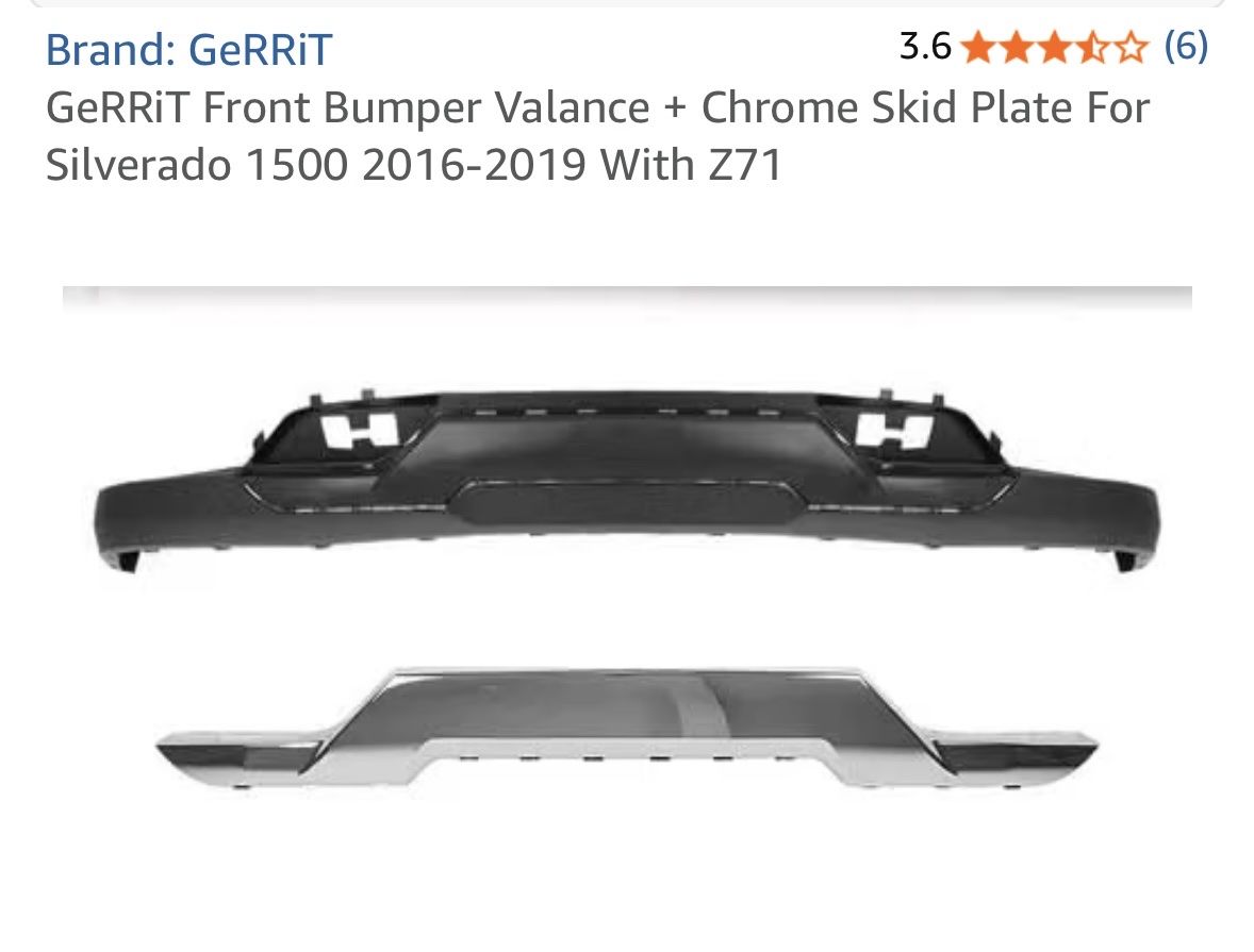 GeRRiT Front Bumper Valance & Chrome Skid Plate for Silverado 1500 2016-2019 Z71