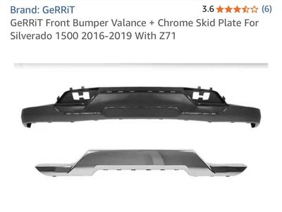 GeRRiT Front Bumper Valance & Chrome Skid Plate for Silverado 1500 2016-2019 Z71