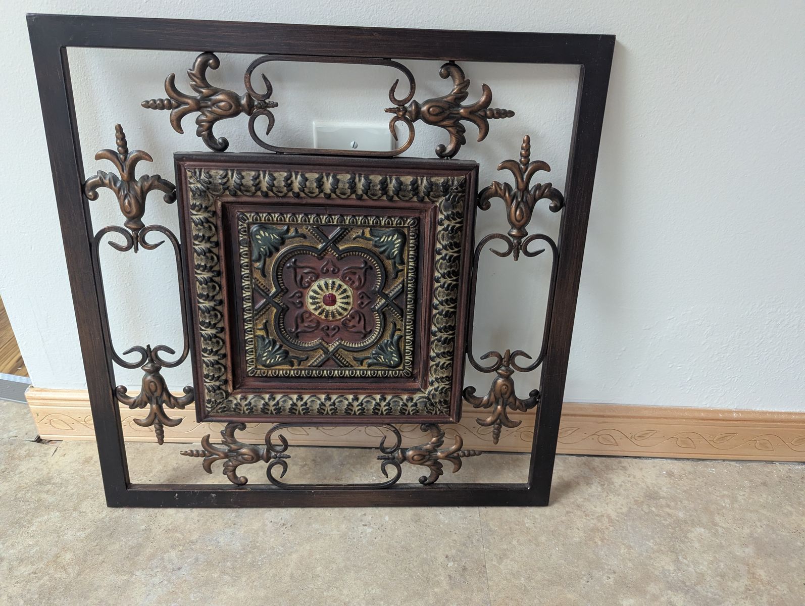 Square Metal and Wood Medallion Wall Art