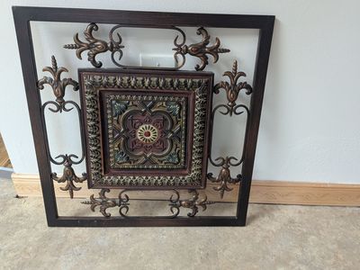 Square Metal and Wood Medallion Wall Art