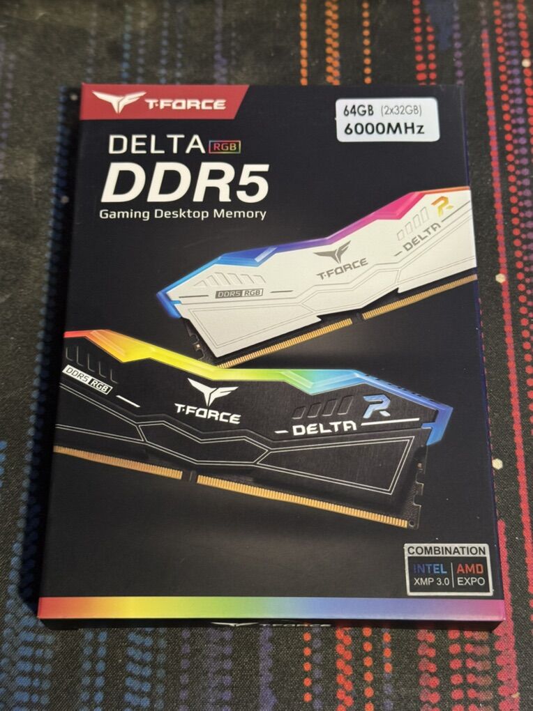 T-Force DDR5 RAM 64gb Kit - White, RGB.