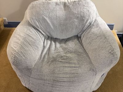 Homguava Gray Faux Fur Bean Bag Chair with Armrests