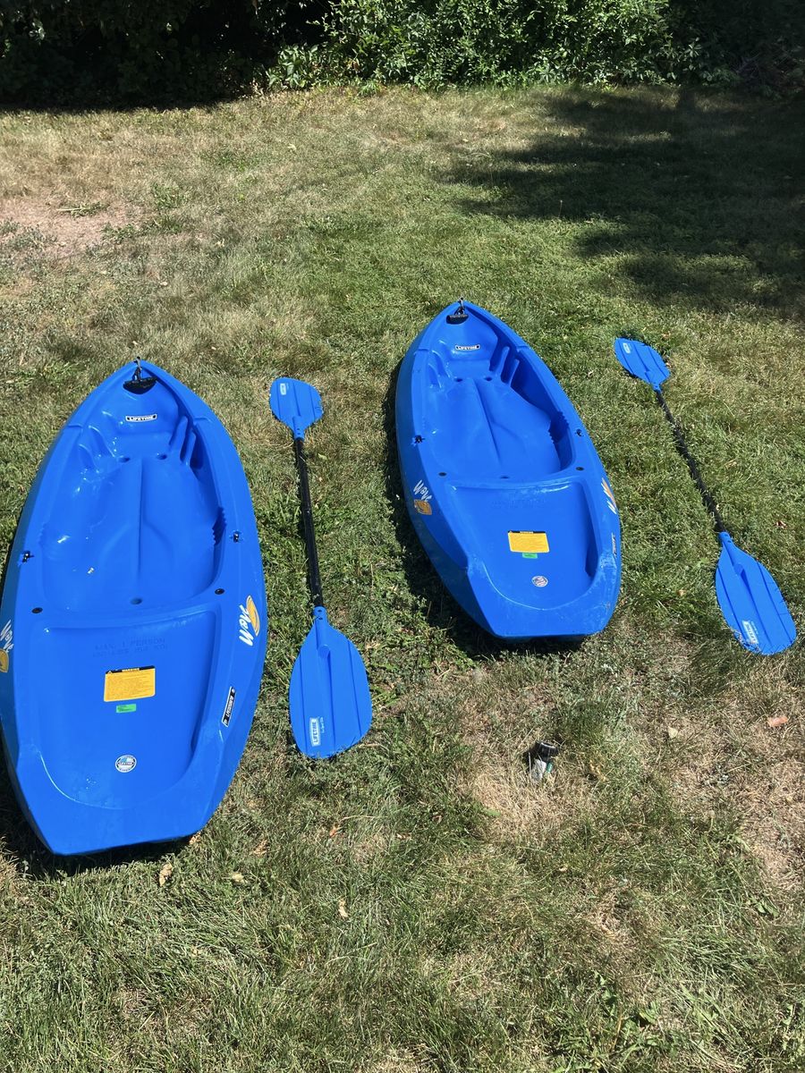 2 Lifetime Wave 60 Youth Kayaks w/ Paddles – 130 lb Capacity