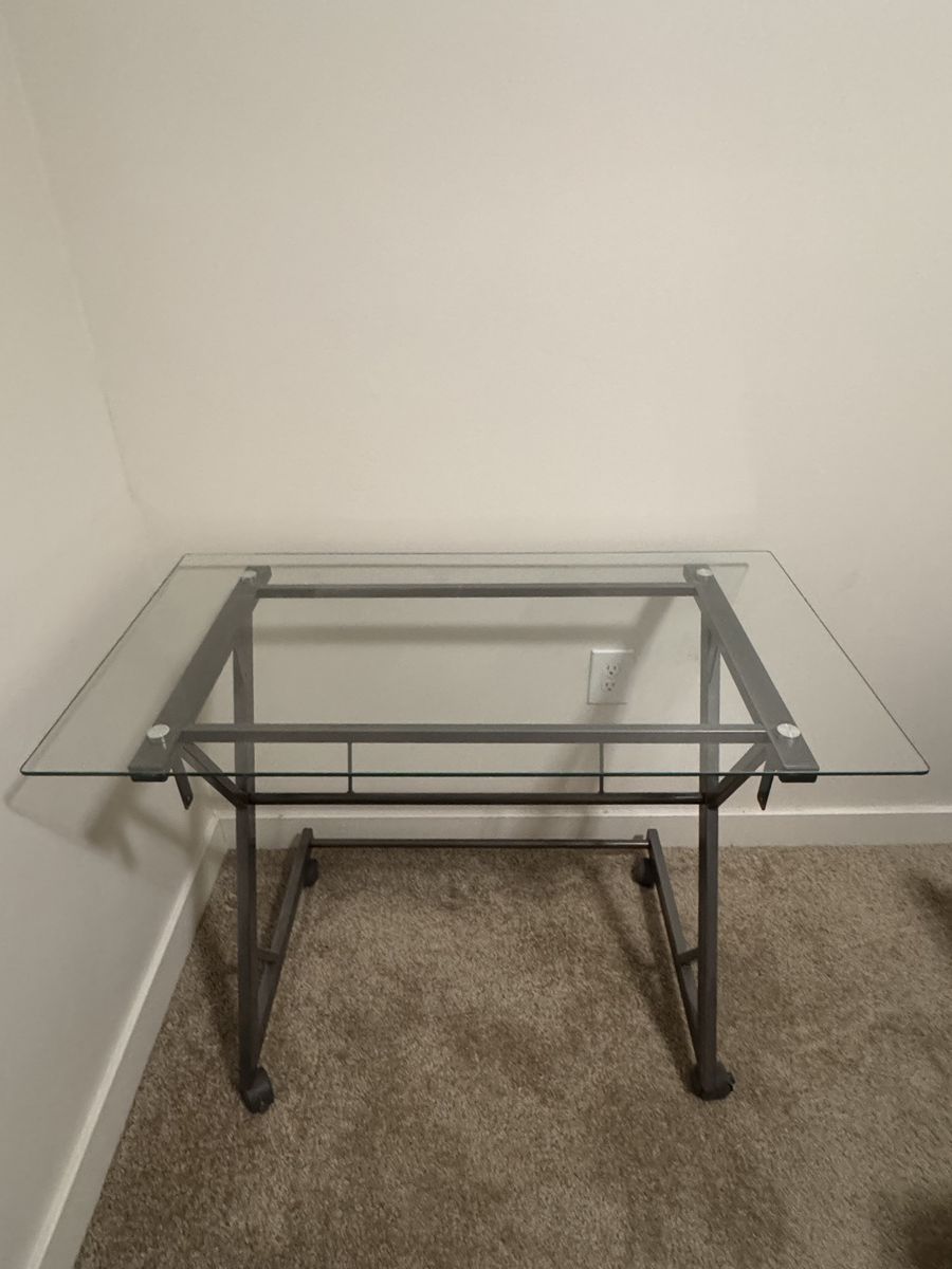 Glass Computer Desk - Metal Frame